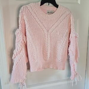 Wildfox Pink Crew Neck Sweater Soft Ribbed Knit